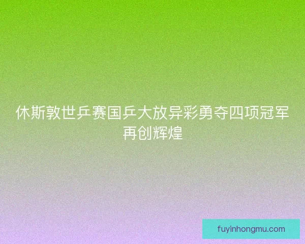 休斯敦世乒赛国乒大放异彩勇夺四项冠军再创辉煌