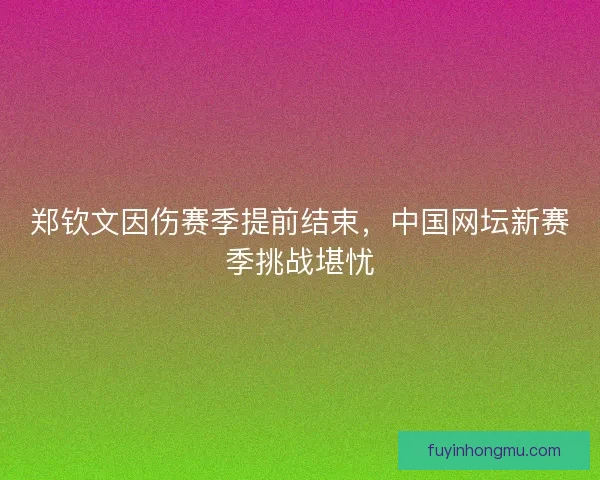 郑钦文因伤赛季提前结束，中国网坛新赛季挑战堪忧